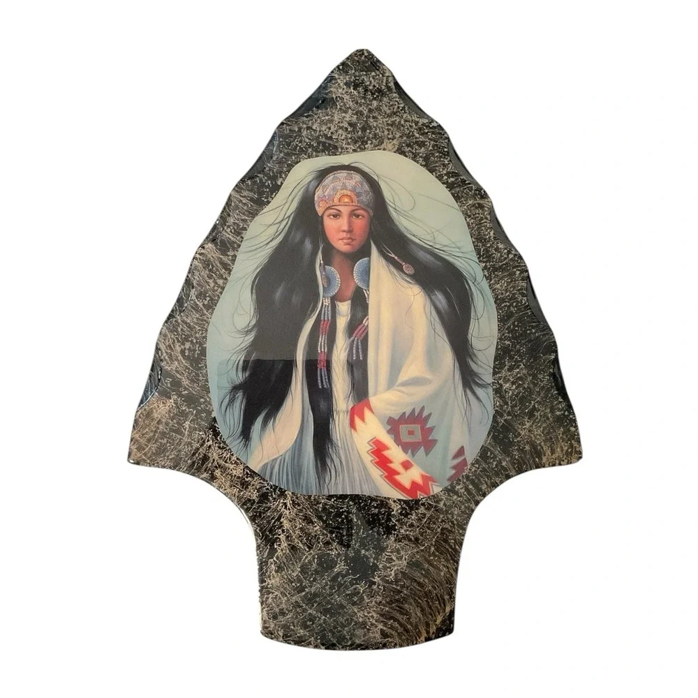 Vintage‎ DenCraft Wall Decor Lacquered Arrowhead Wood Painting -Native Americans